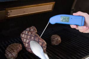 Temping a steak with a Thermapen Mk4