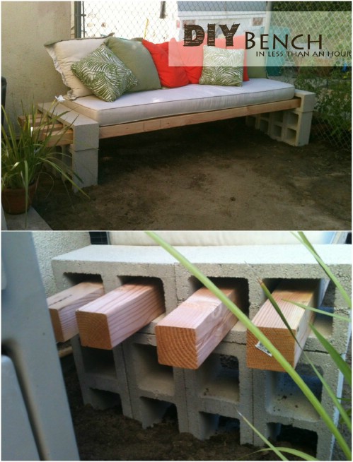Easy Outdoor Bench - 17 Creative Ways to Use Concrete Blocks in Your Home