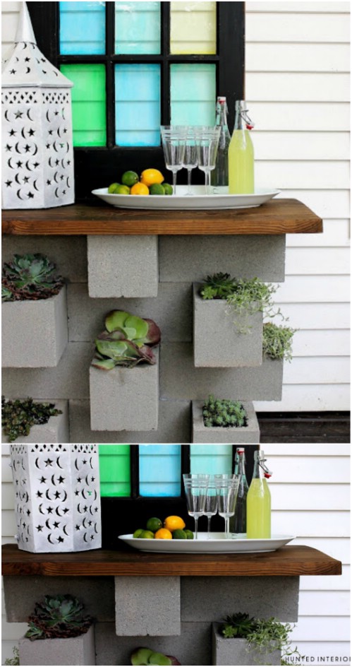 Planter Bar - 17 Creative Ways to Use Concrete Blocks in Your Home