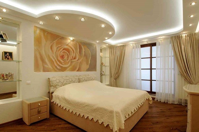 Потолки из гипсокартона в спальне: лучшие идеи, дизайн и подсветка