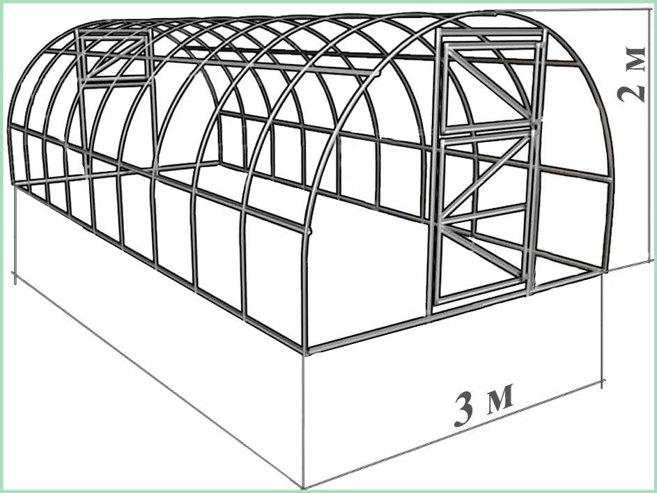 Теплица из профильной трубы чертеж