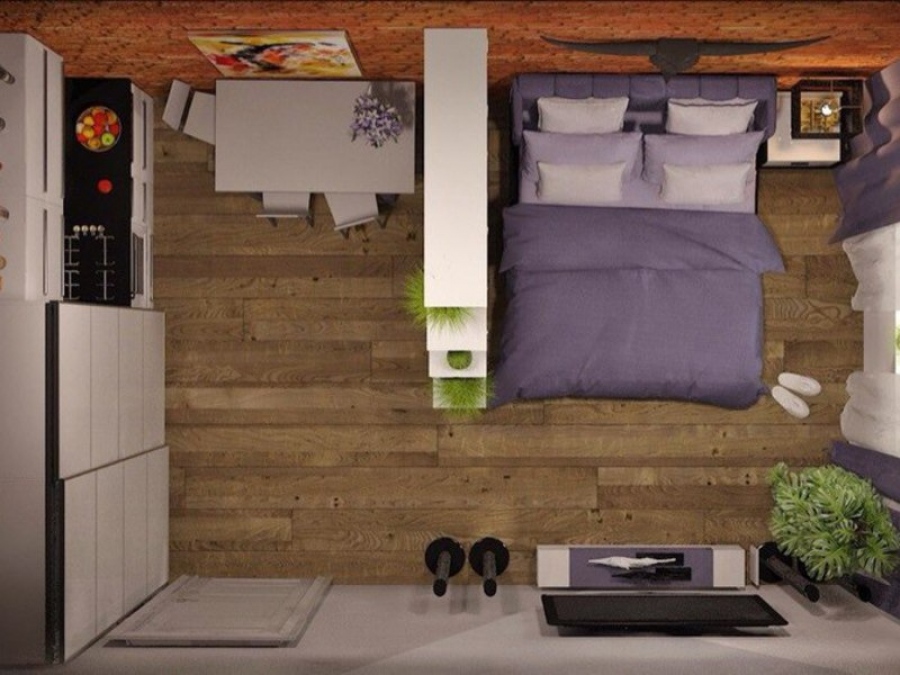 Дизайн-проект комнаты для молодой семьи в общежитии - план