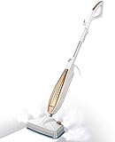 iwoly M11 Steam Mop with Handle Switch and 2 Mop Pads for Floor Cleaning, White+gold