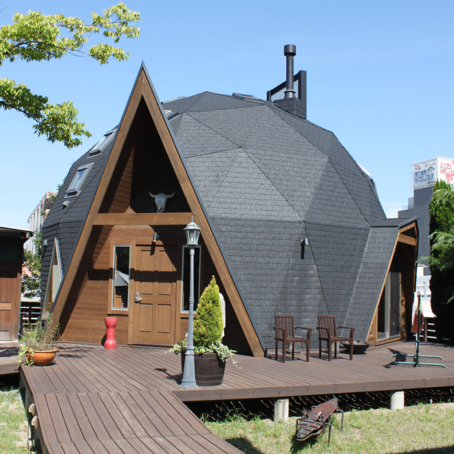 wooden geodesic dome