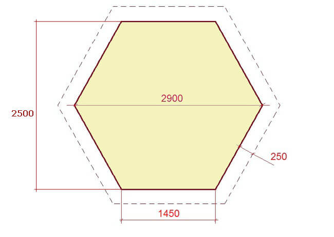 Чертеж шестигранной беседки на 10 человек.