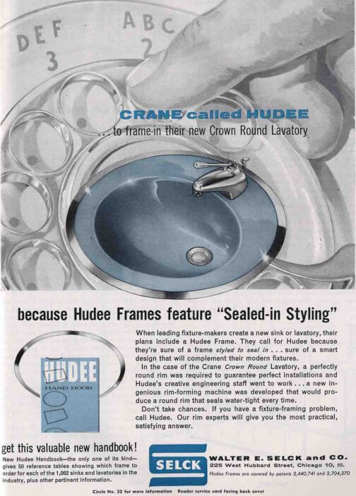 ad for metal ring around vintage bathroom sink