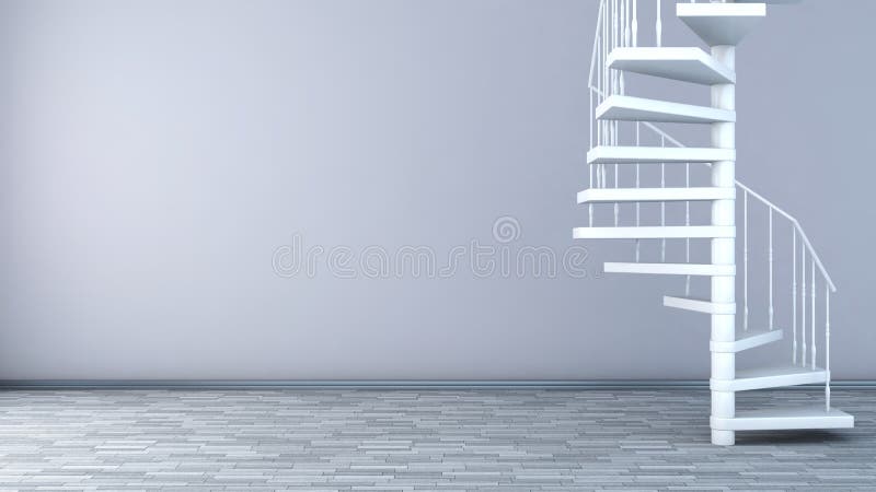 Empty interior with spiral staircase royalty free illustration
