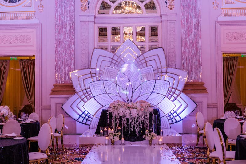 festive chic interior decor inside luxury hall pink royalty free stock image