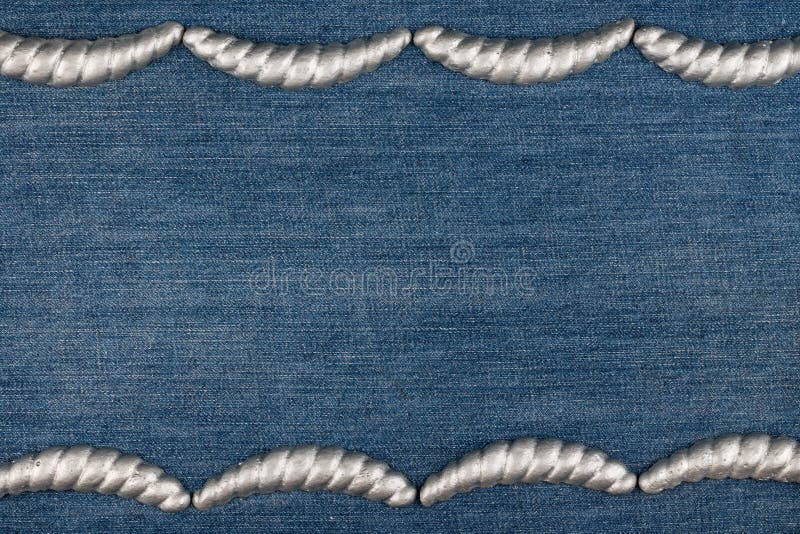 Gypsum cornice, stucco, moldings, friezes on a denim background, copy space. Top view royalty free stock photography