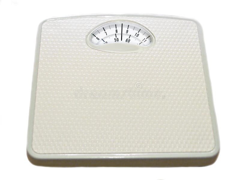 Pair of weight scales. Photo of a pair of weight scales with dial showing weight at 8.5 stones royalty free stock image