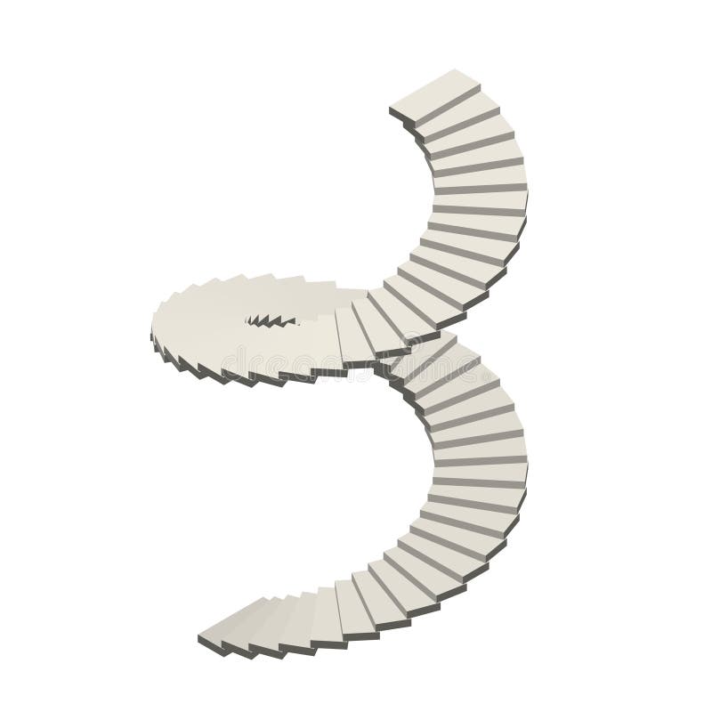 Spiral staircase. Isolated on white background.3d Vector illustr stock illustration
