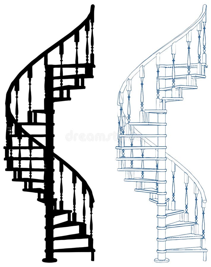 Spiral Staircase Isolated On White Vector royalty free illustration