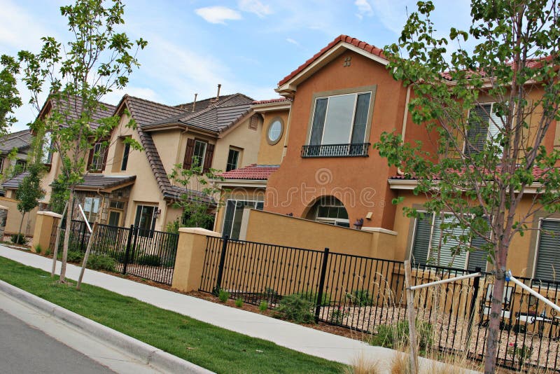 Stucco homes. American stucco neighborhood homes, southwest villas royalty free stock photography