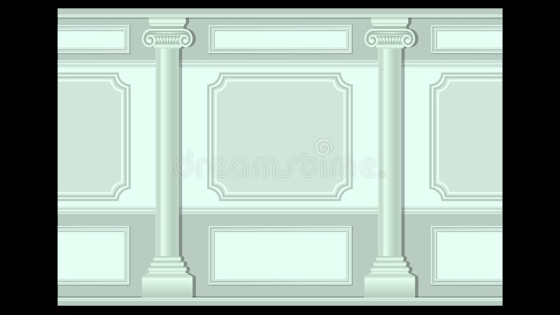 Stucco wall panel moulding with columns seamless. Beautiful stucco floral pattern on light wall panel moulding with columns seamless. Realistic detailed vector illustration