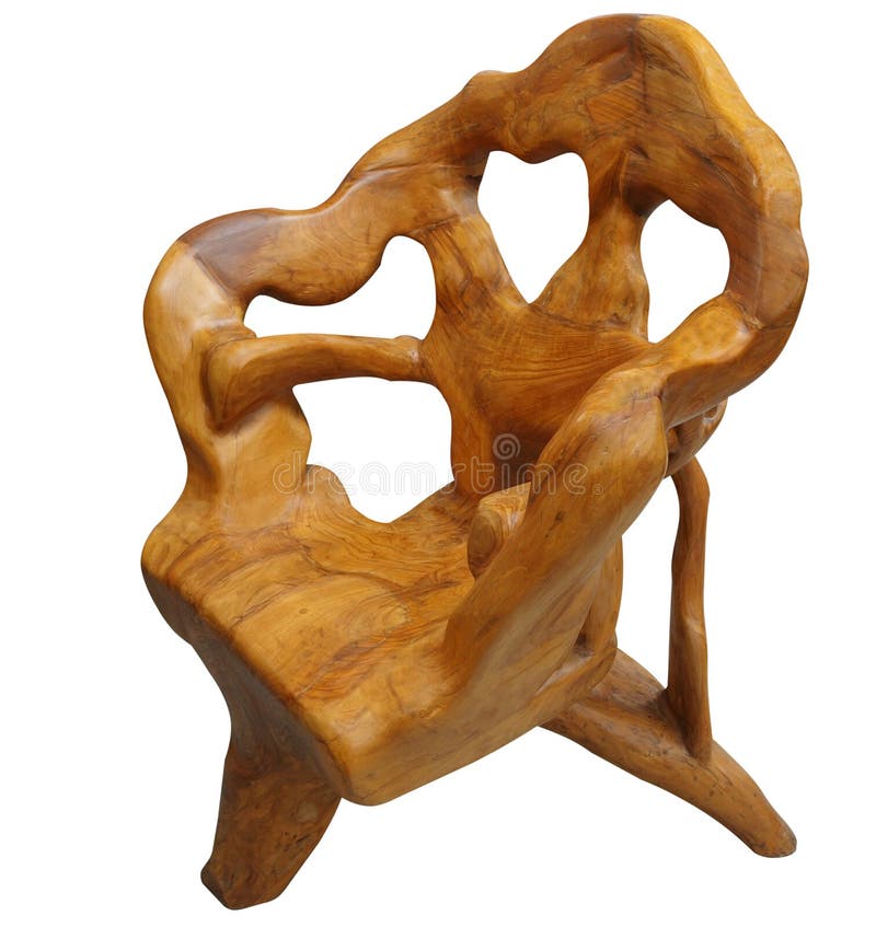 Unusual Wooden Chair. Isolated with clipping path stock image