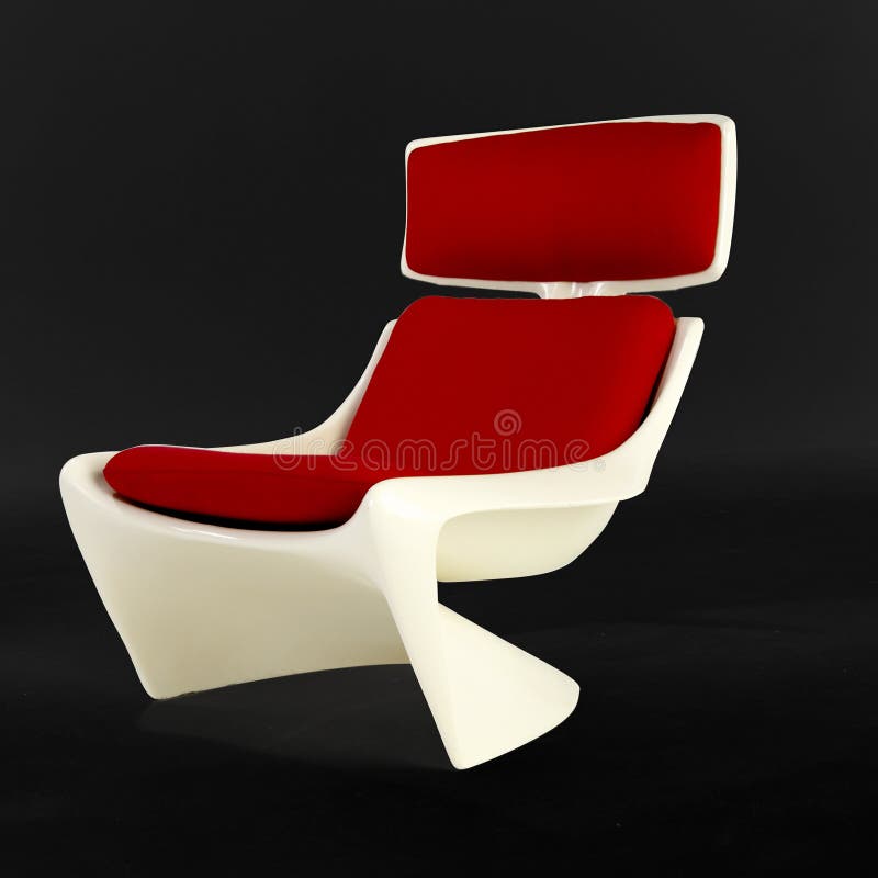 White Modern Design Chair. With red cushions with clipping path royalty free stock images