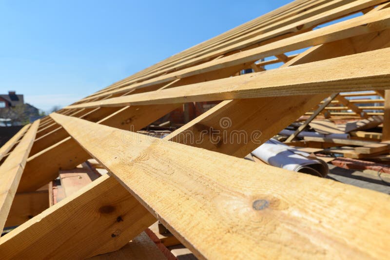 wooden rafters on the roof royalty free stock photos
