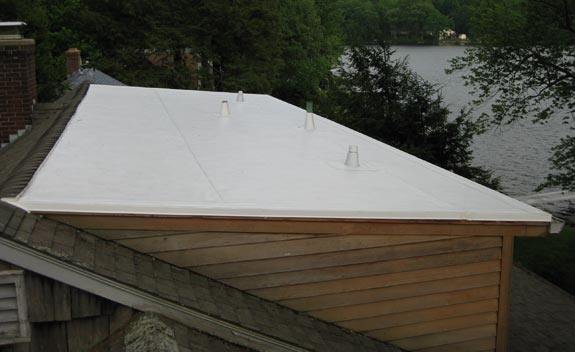 IB Flat Roofing on a shed dormer roof in Andover, CT
