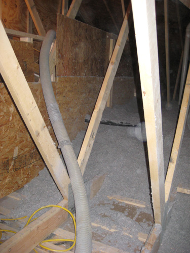 Installing-Cellulose-Insulation-In-Attic